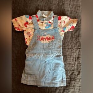 Vintage 80s joyeux gamins happy kids 2 Piece jumpsuit outfit‎ 4T